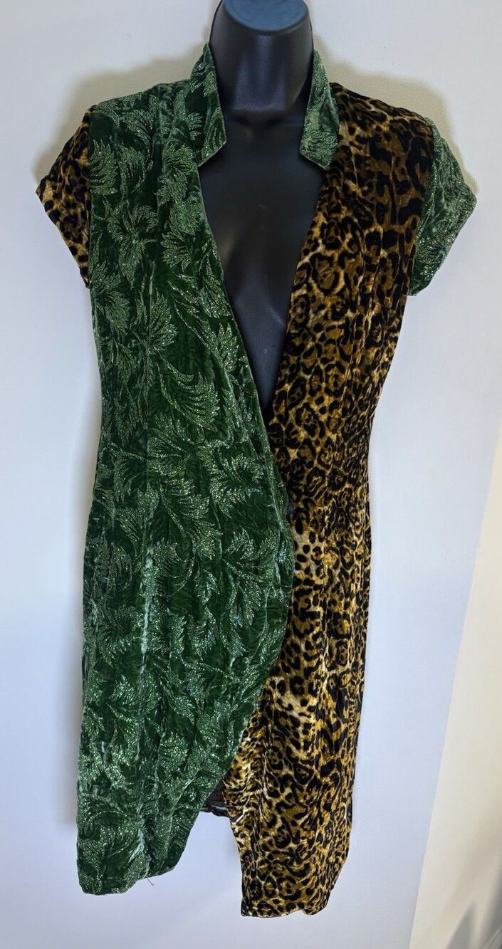 Kim Shui Green and Leopard Midi Dress